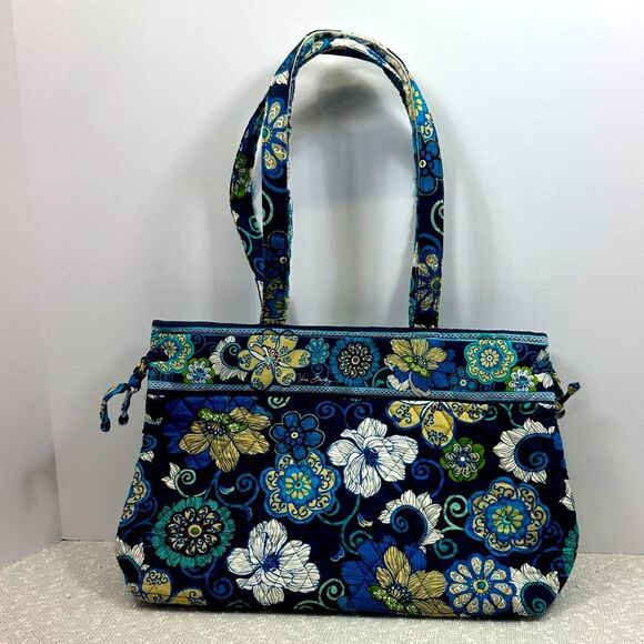 VERA BRADLEY Tie Tote Mod Floral Blue Purse Handbag - Picture 1 of 8
